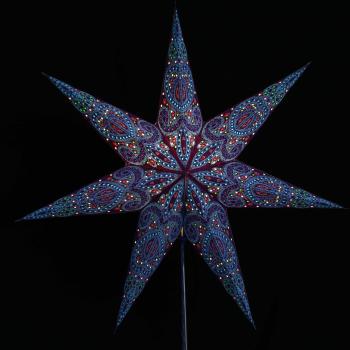 Dunhill Blau - Faltbarer Leuchtstern, Weihnachtsstern aus Papier mit 7 Zacken, 60 cm